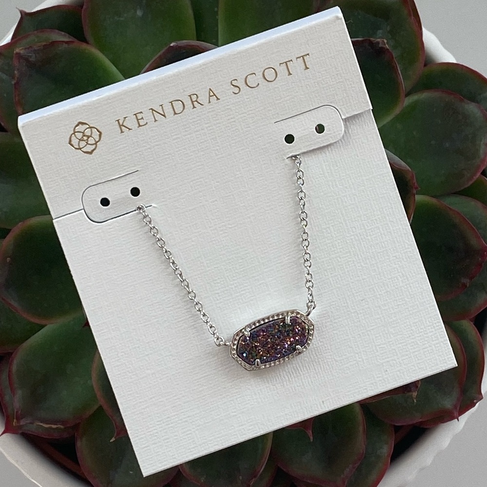 NWT Kendra Scott Elisa Iridescent Silver Pendant Necklace